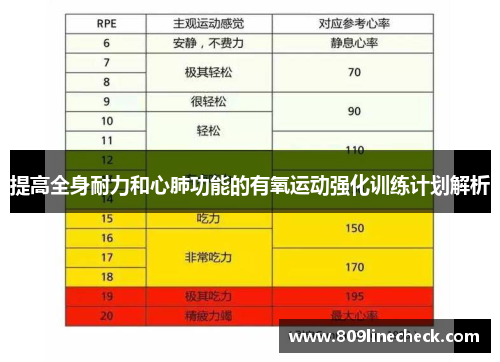 提高全身耐力和心肺功能的有氧运动强化训练计划解析